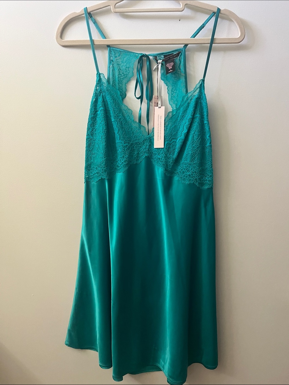 Victoria's Secret Teal Satin Lace Chemise